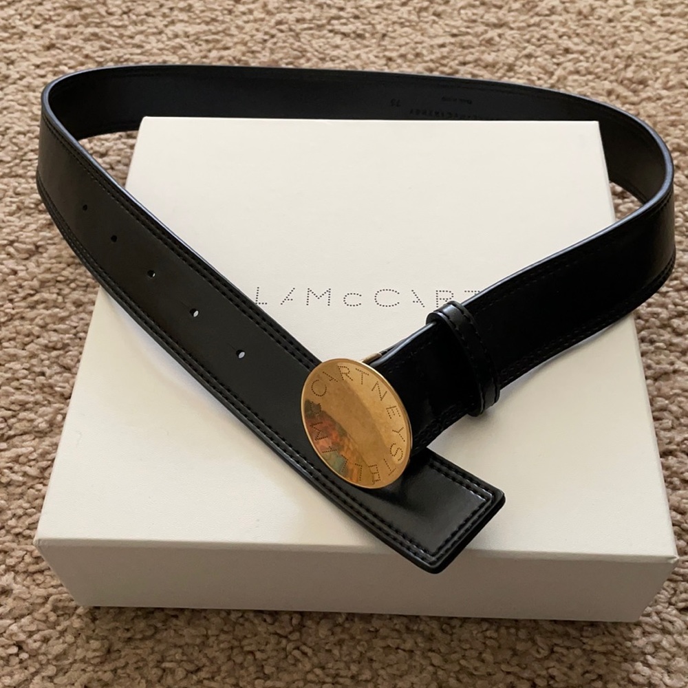 Stella McCartney Black Logo Buckle Belt Size 75